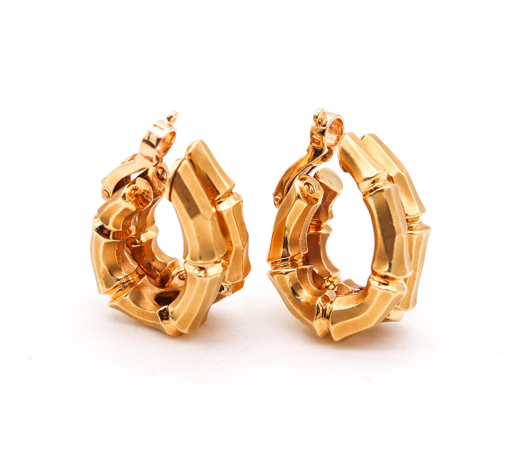 Cartier Paris 1970 Iconic Double Bamboo Hoop Clips Ohrringe In 18Kt Gelbgold im Angebot 2