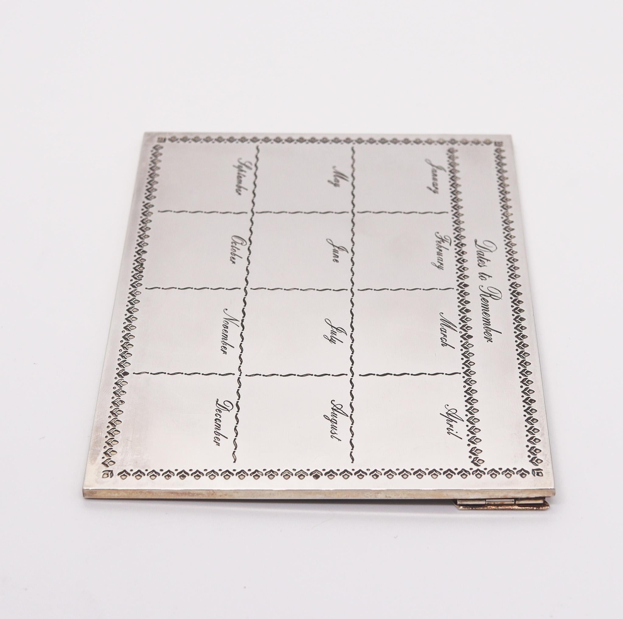 CARTIER Paris 1970 Important Dates Desk Calendar In .925 Sterling Silver In Box 4