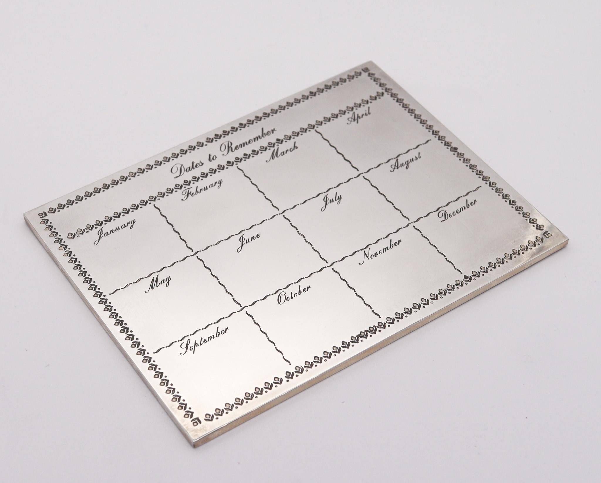 CARTIER Paris 1970 Important Dates Desk Calendar In .925 Sterling Silver In Box 5