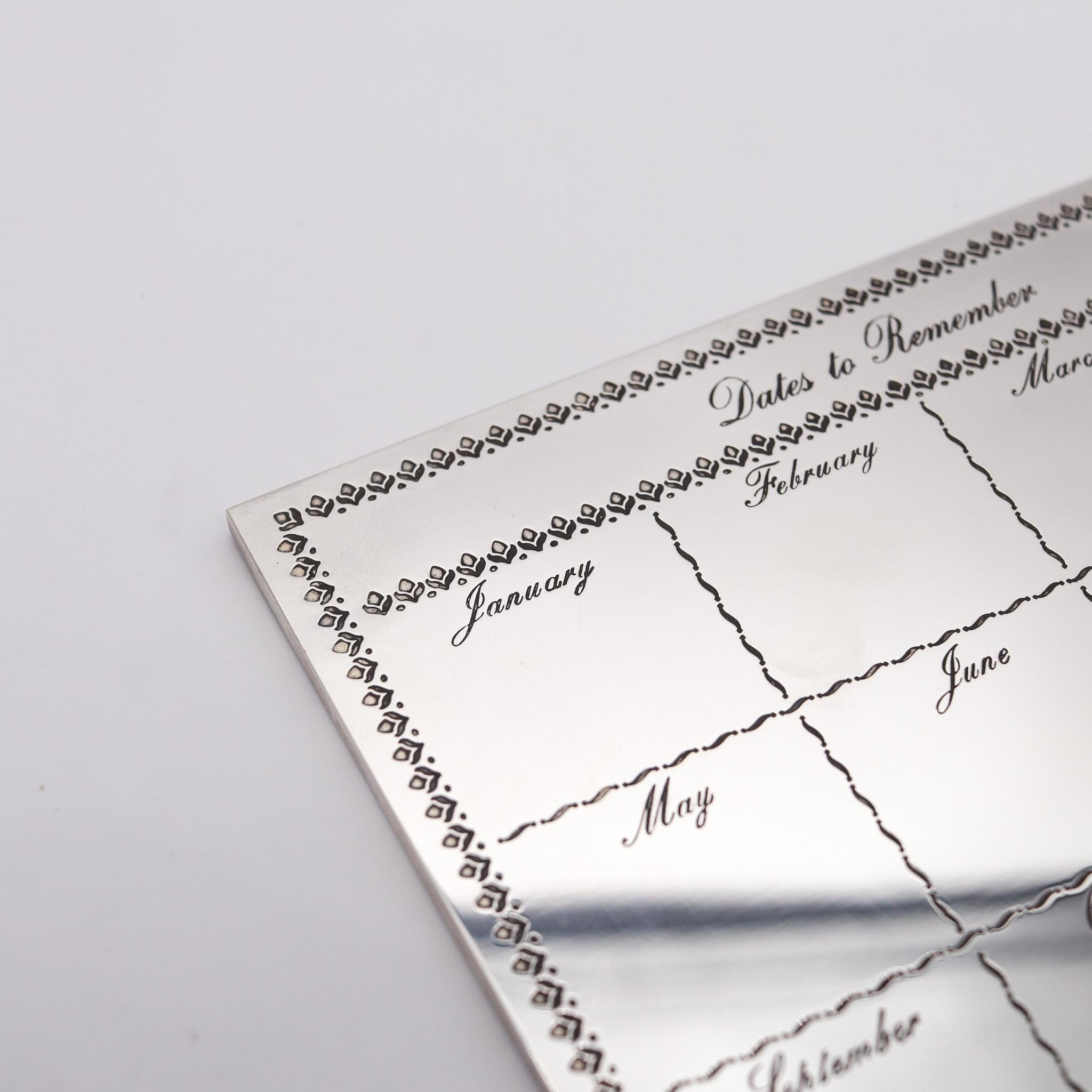 CARTIER Paris 1970 Important Dates Desk Calendar In .925 Sterling Silver In Box 6