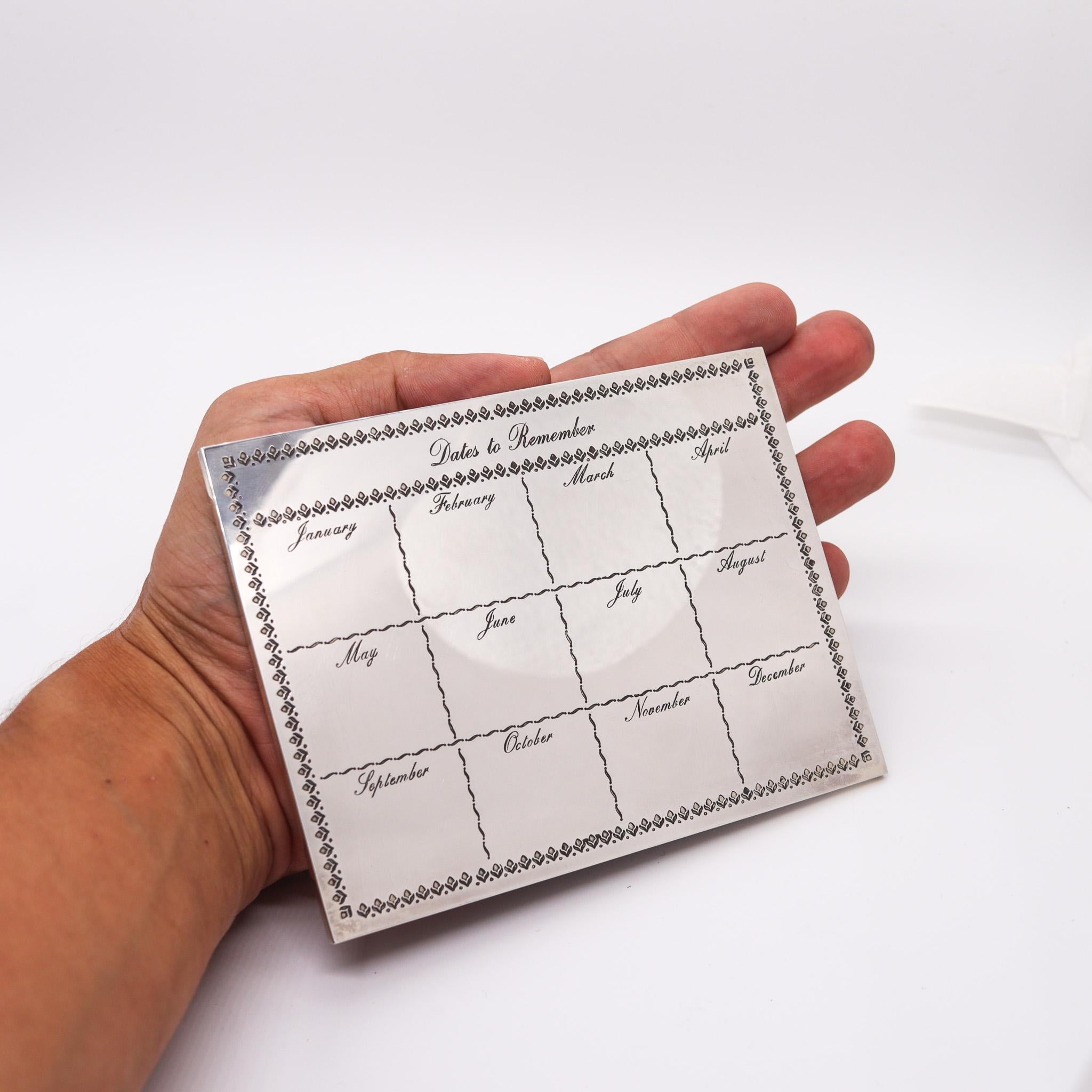CARTIER Paris 1970 Important Dates Desk Calendar In .925 Sterling Silver In Box 7