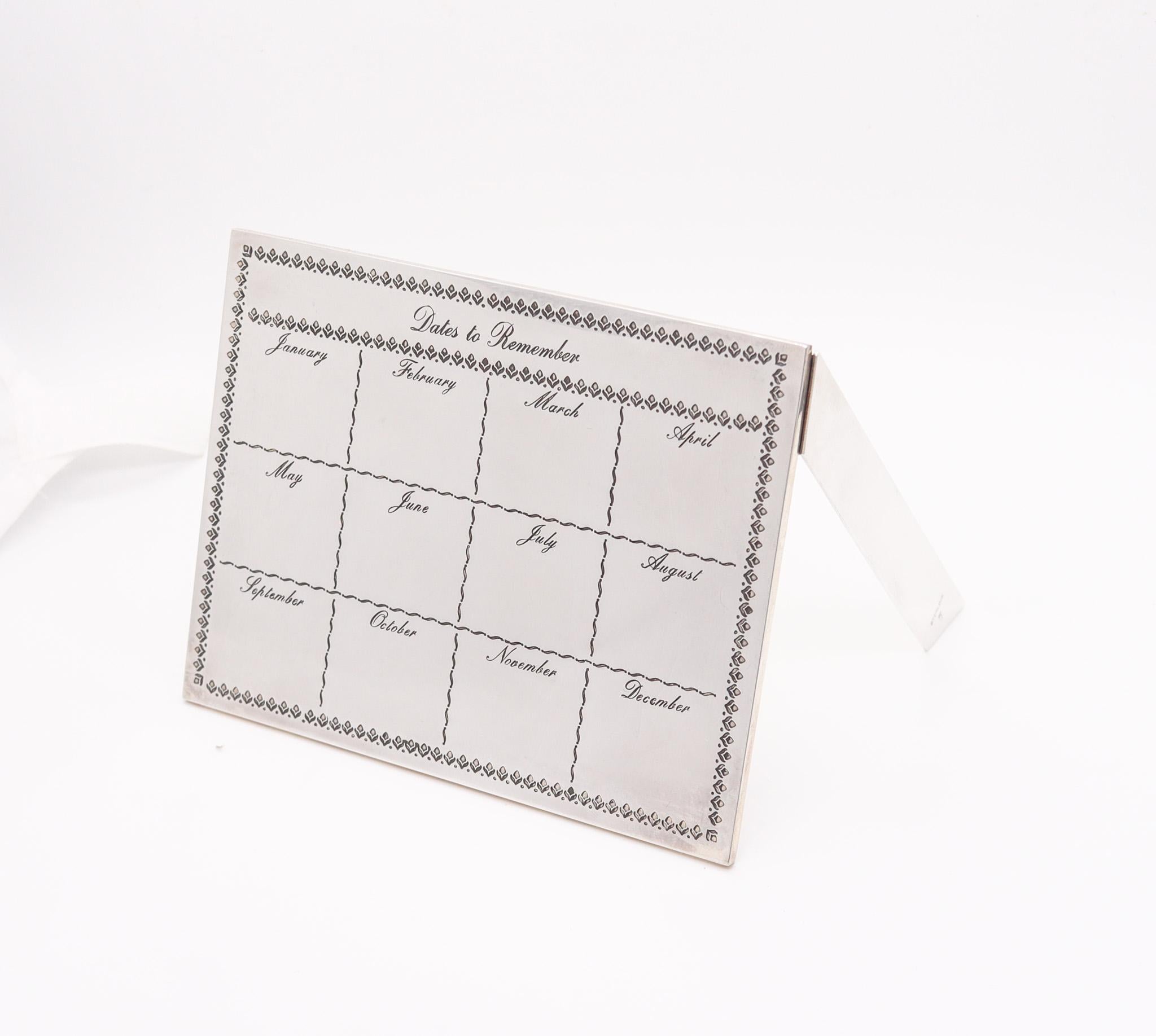 Hand-Crafted CARTIER Paris 1970 Important Dates Desk Calendar In .925 Sterling Silver In Box