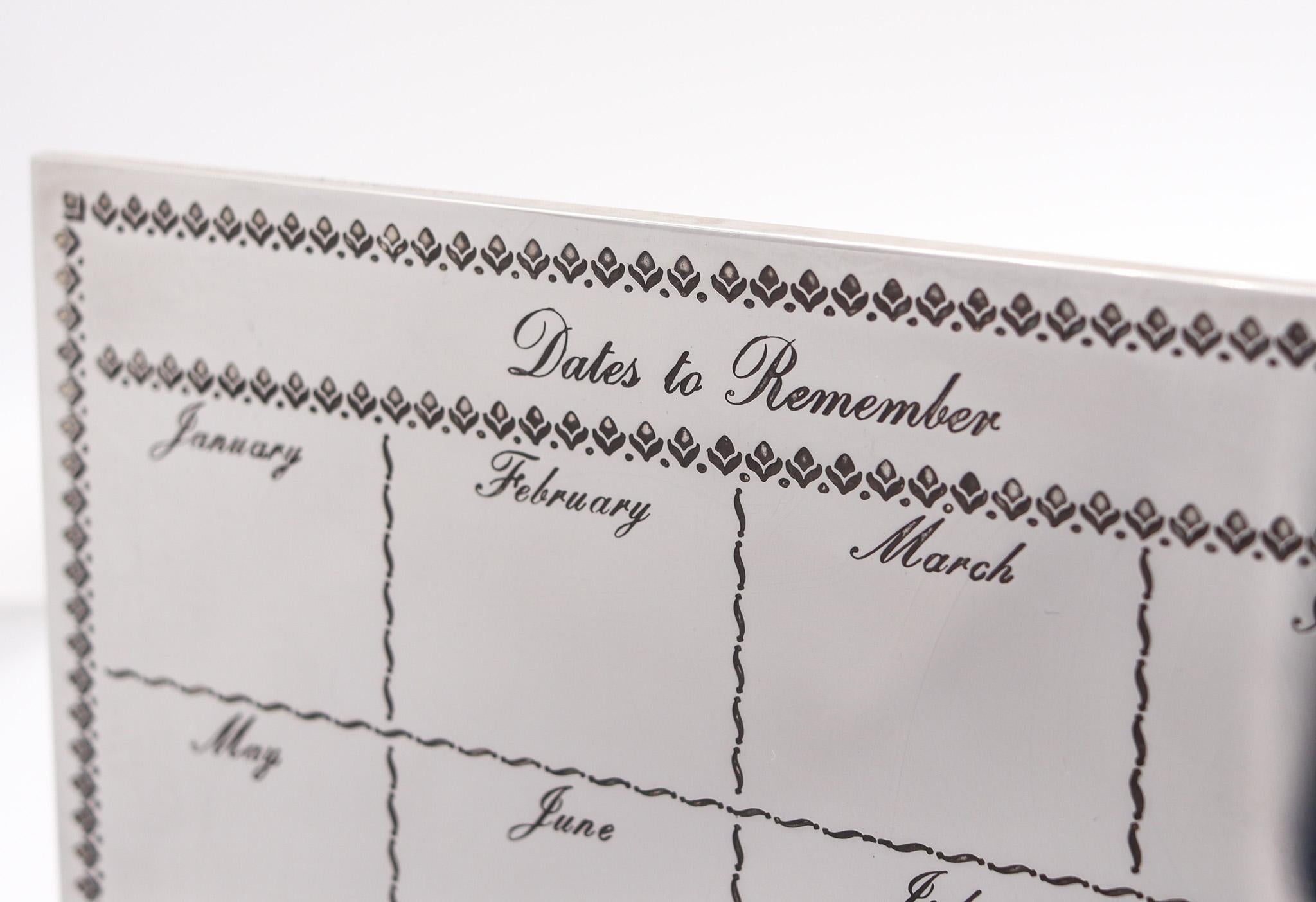 Late 20th Century CARTIER Paris 1970 Important Dates Desk Calendar In .925 Sterling Silver In Box