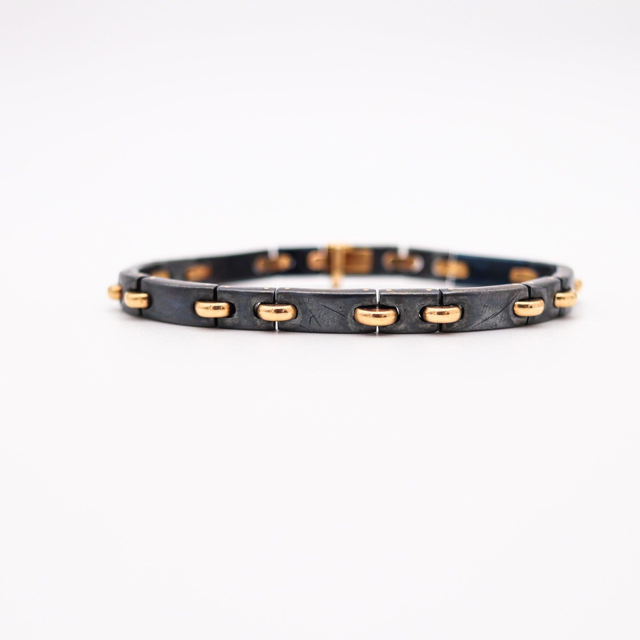 Modernist CARTIER Paris 1970 Vintage Silverium Links Bracelet In 18Kt Yellow Gold