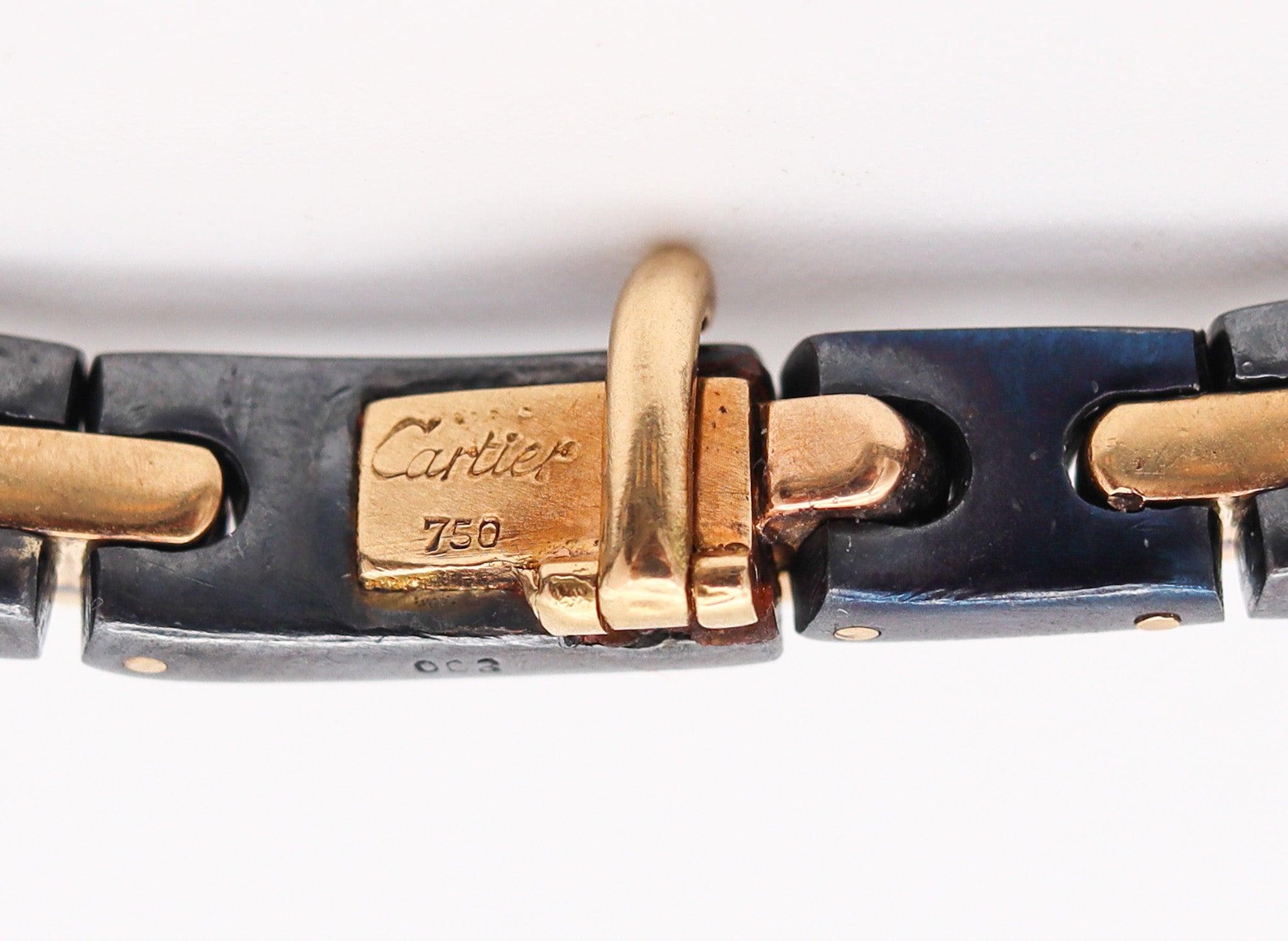 Women's or Men's CARTIER Paris 1970 Vintage Silverium Links Bracelet In 18Kt Yellow Gold