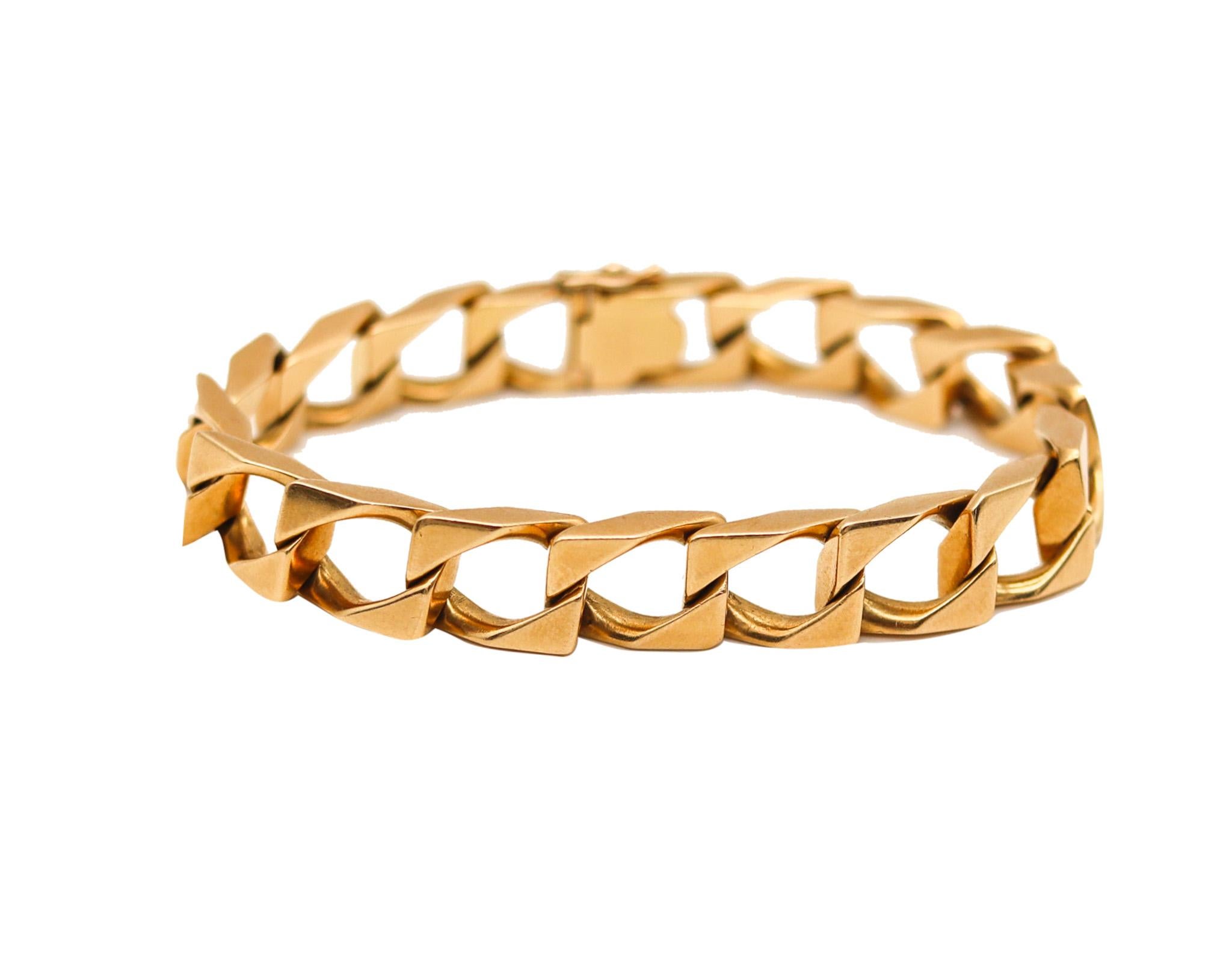 Cartier Paris 1970 Vintage Statement Geometrisches Armband aus massivem 18 Karat Gelbgold im Zustand „Hervorragend“ in Miami, FL