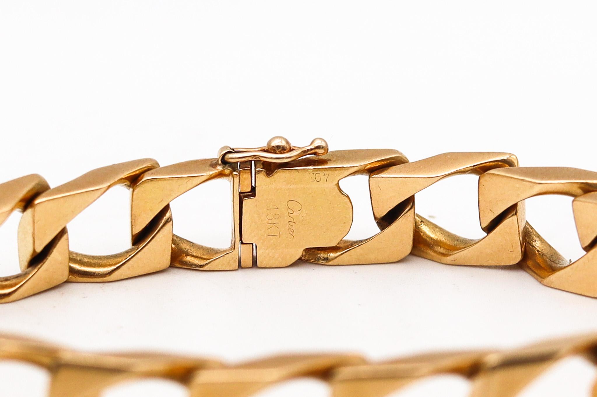 Cartier Paris 1970 Vintage Statement Geometrisches Armband aus massivem 18 Karat Gelbgold für Damen oder Herren