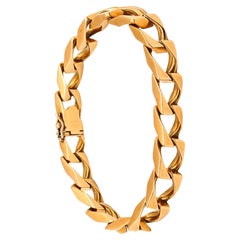 Cartier Paris 1970 Bracelet géométrique fantaisie vintage en or jaune massif 18 carats