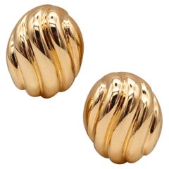 Cartier Paris 1970 Wavy Oval Clips on Earrings in Solid 18kt Yellow Gold
