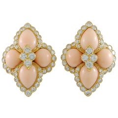 Cartier Paris Diamond Angel Skin Coral Yellow Gold Earclips
