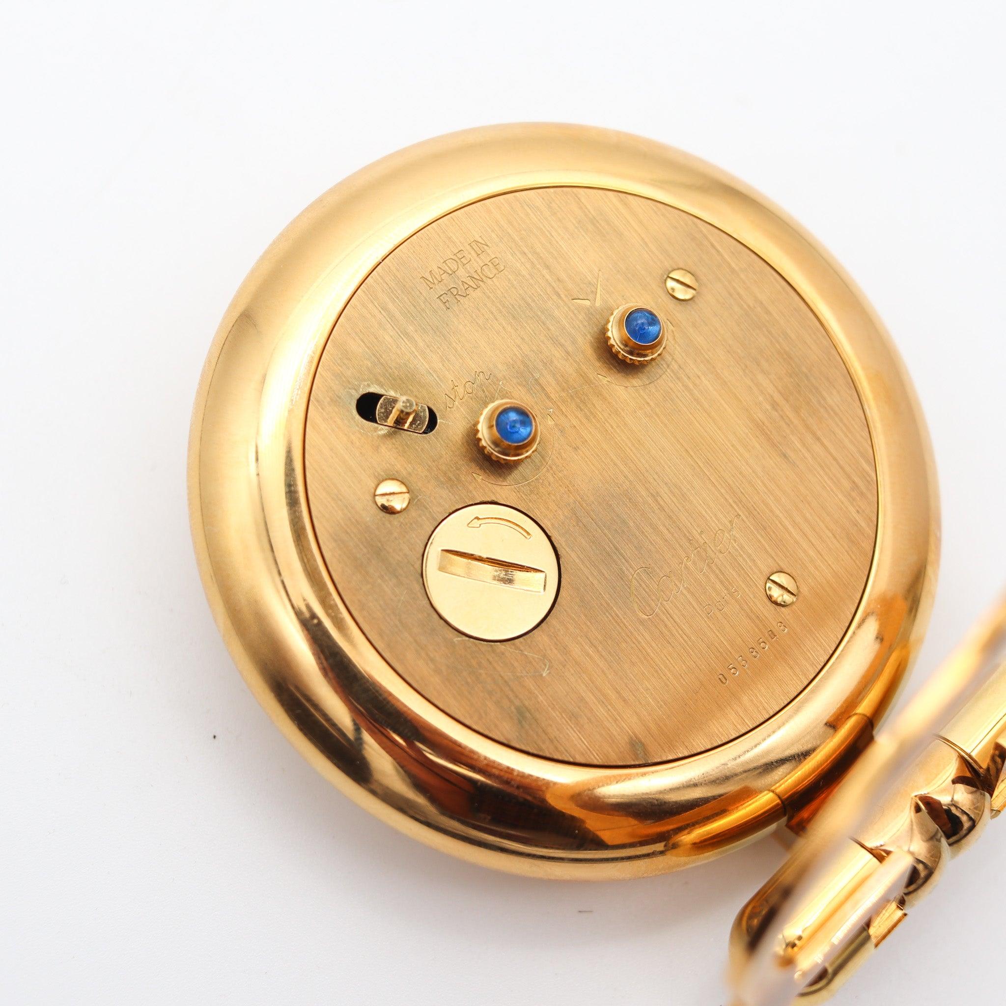 Dorato Cartier Paris 1980 Orologio da tavolo pieghevole con placcatura in oro giallo 18Kt e doratura