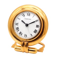 Cartier Paris 1980 Orologio da tavolo pieghevole con placcatura in oro giallo 18Kt e doratura