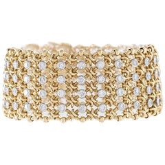 Vintage Cartier Gold and Diamond Woven Mesh Link Bracelet 