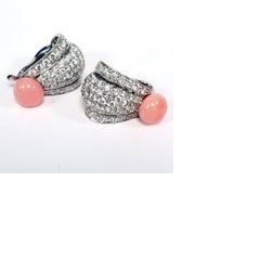 Cartier Paris 1980er Diamond Conch Pearl und Platinum Ohrringe