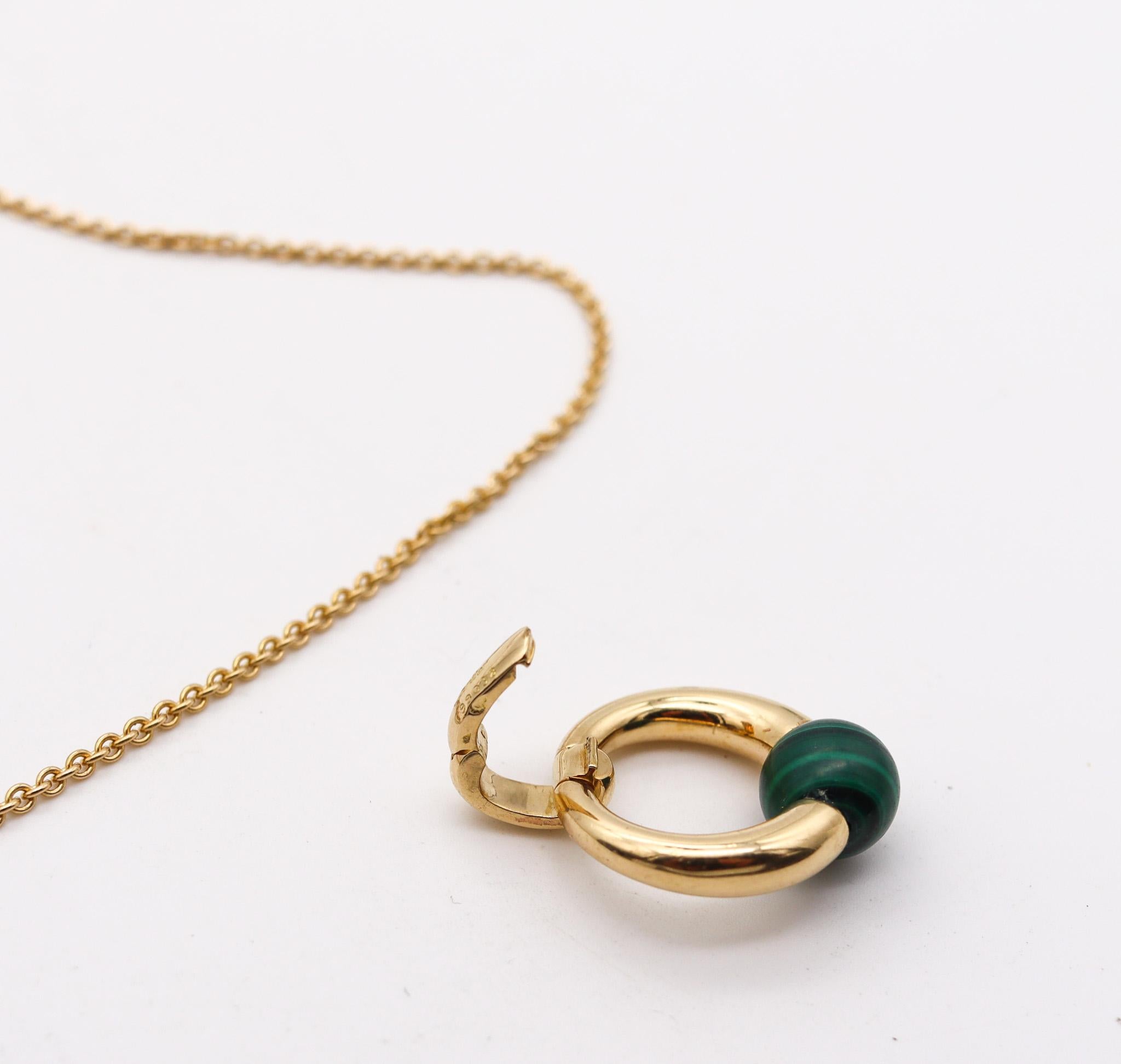 Cabochon Cartier Paris 1994 Rare Necklace Pendant In 18Kt Yellow Gold With Malachite For Sale