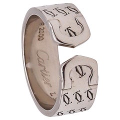 Used Cartier Paris 2000 Millennial Double C Ring in Solid 18kt White Gold