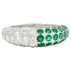 Cartier Paris 2.50 Carats Pavé Emerald Diamond 18 Karat White Gold Band Ring 