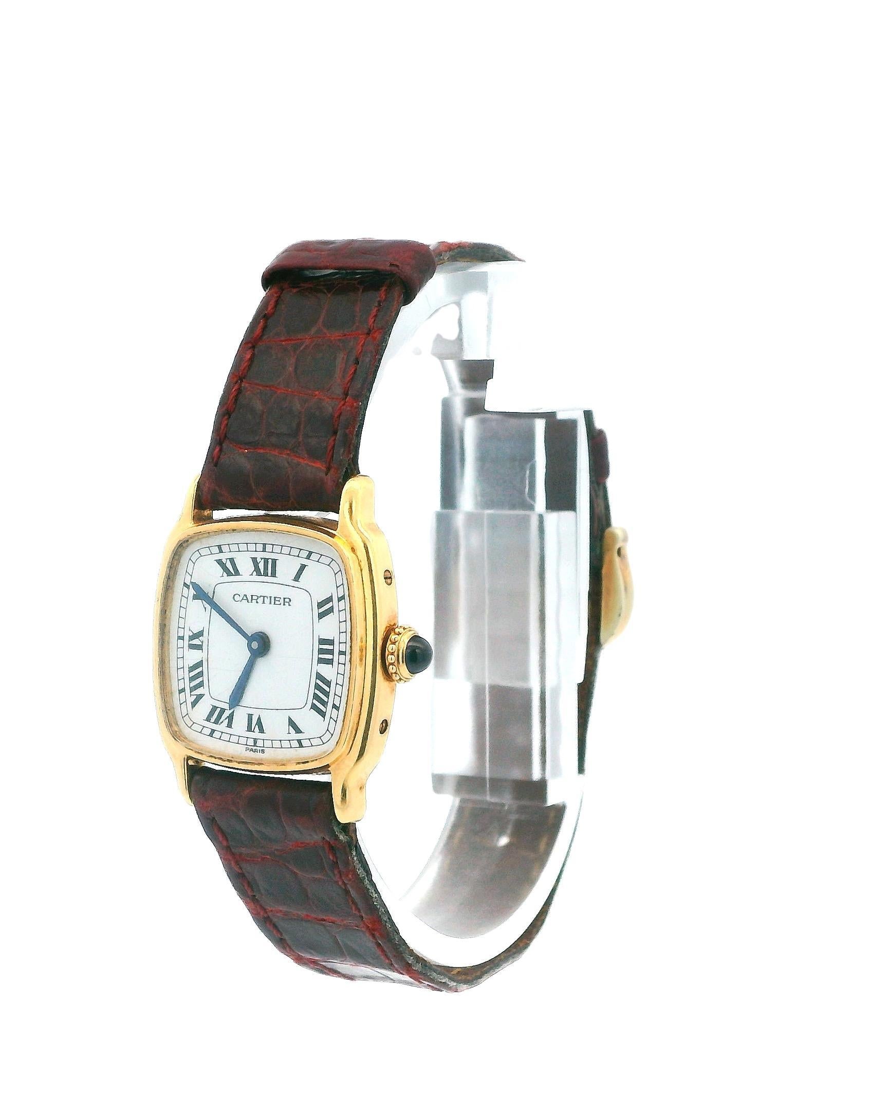 Cartier Paris 7825 18K  Mechanische Vintage-Uhr aus Gelbgold im Zustand „Relativ gut“ im Angebot in Great Neck Plaza, NY