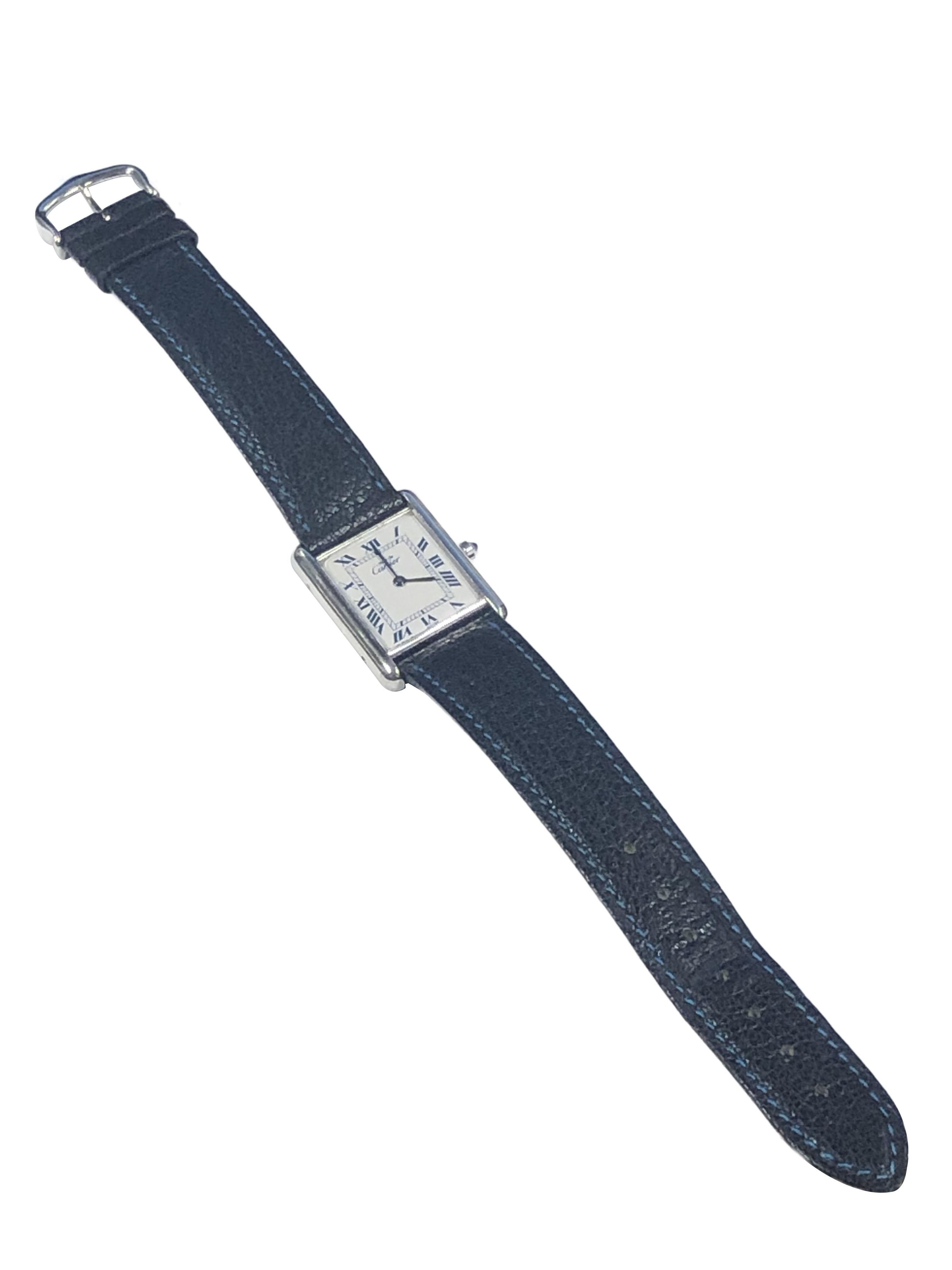 Cartier Paris 925 Sterling Classic Tank Unisex Quartz Wrist Watch 2