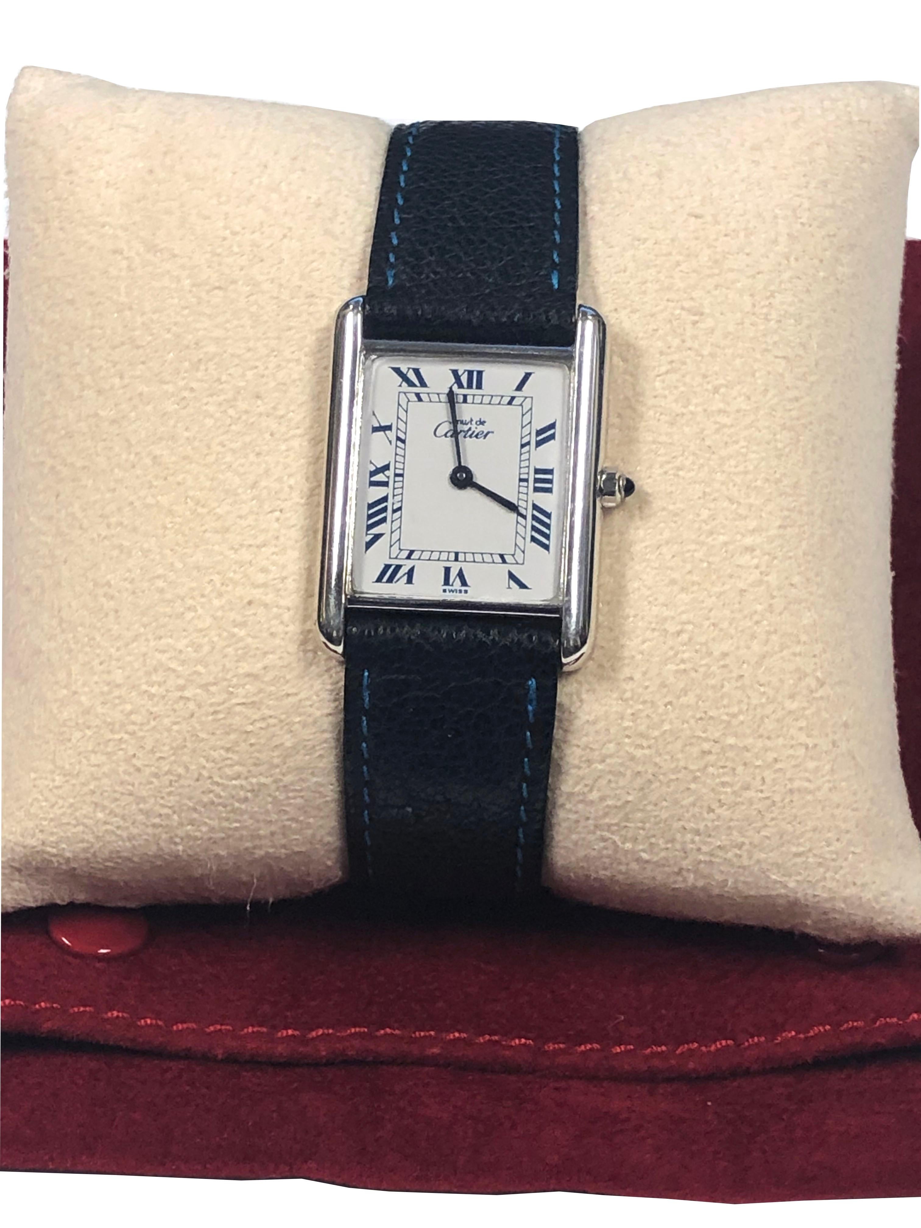 Cartier Paris 925 Sterling Classic Tank Unisex Quartz Wrist Watch 3