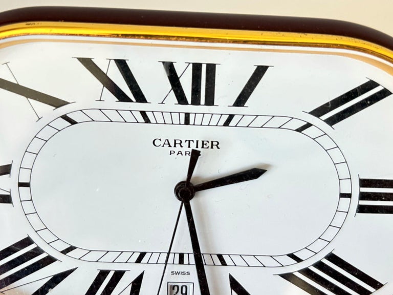 Cartier Paris Accordion Clock with Date and White Roman Numeral