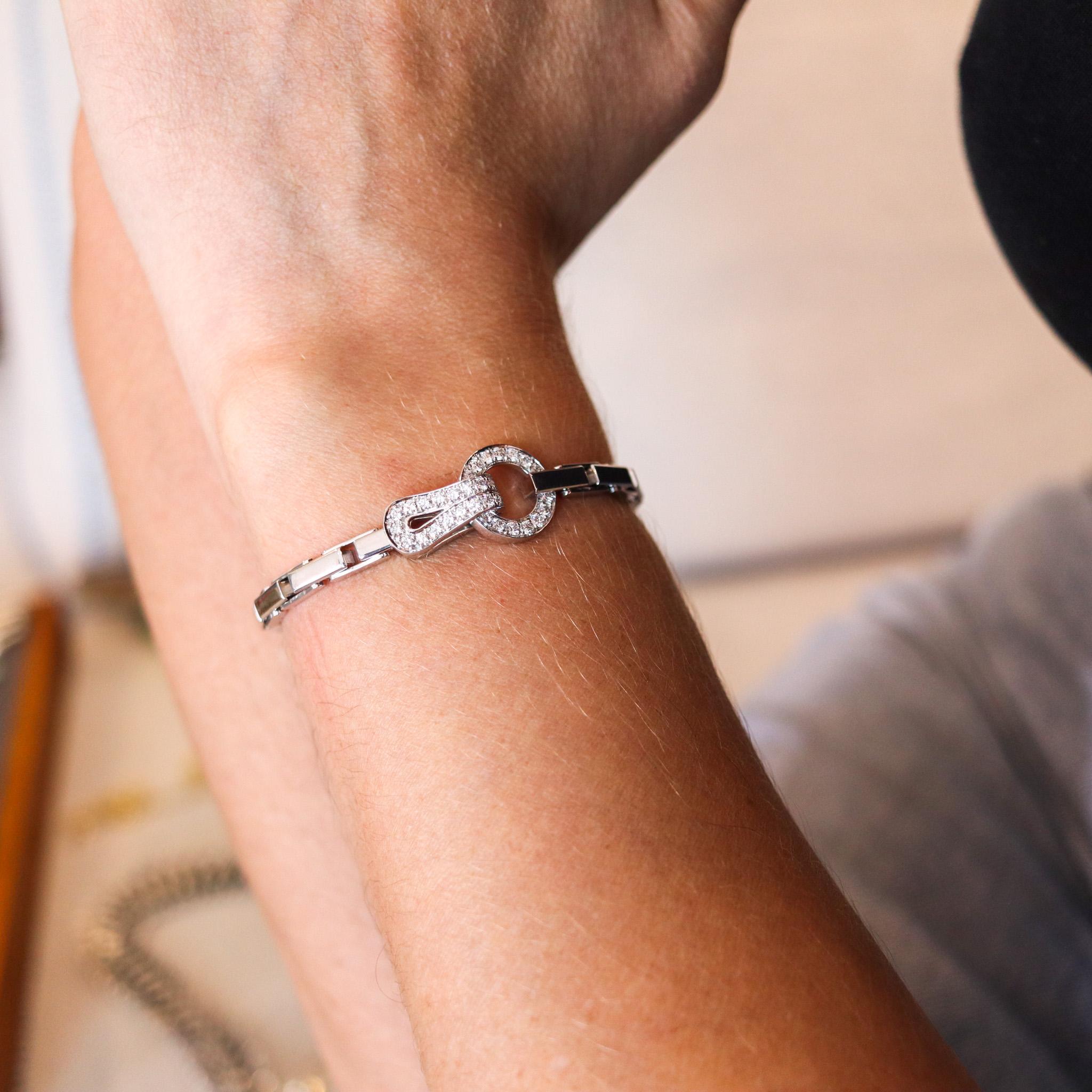 Bracciale con fibbia Cartier Paris Agrafe in oro bianco 18Kt con diamanti 1,75 Ctw 4