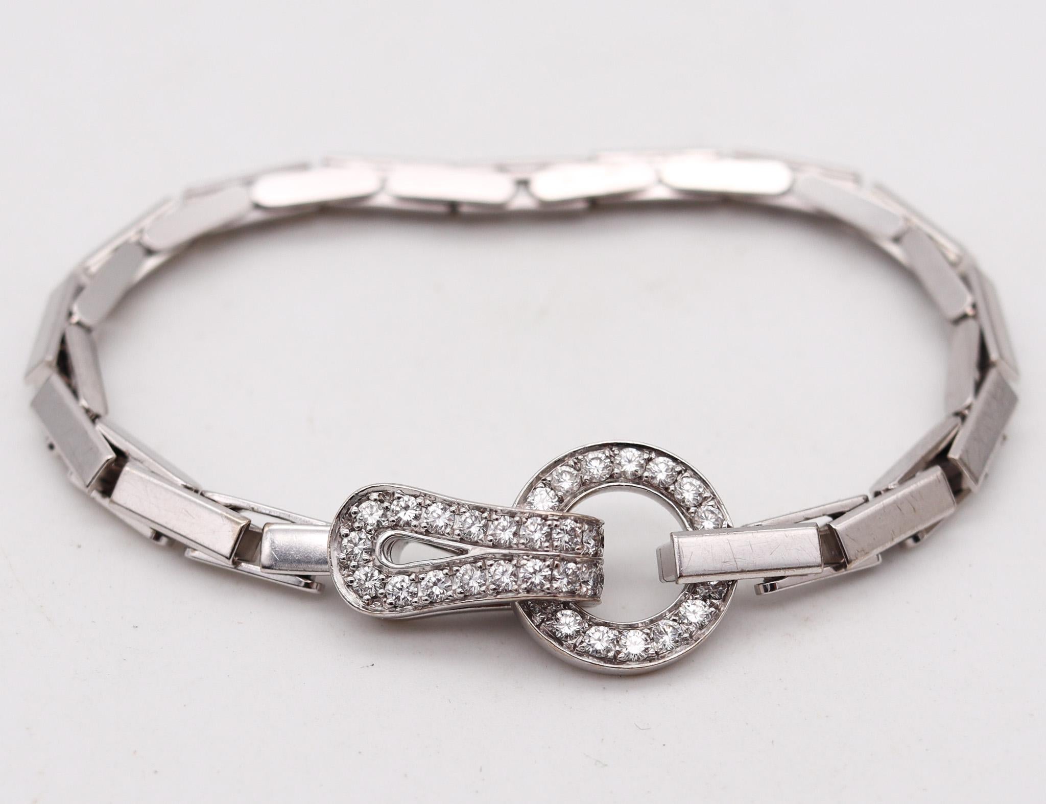 Modernista Bracciale con fibbia Cartier Paris Agrafe in oro bianco 18Kt con diamanti 1,75 Ctw