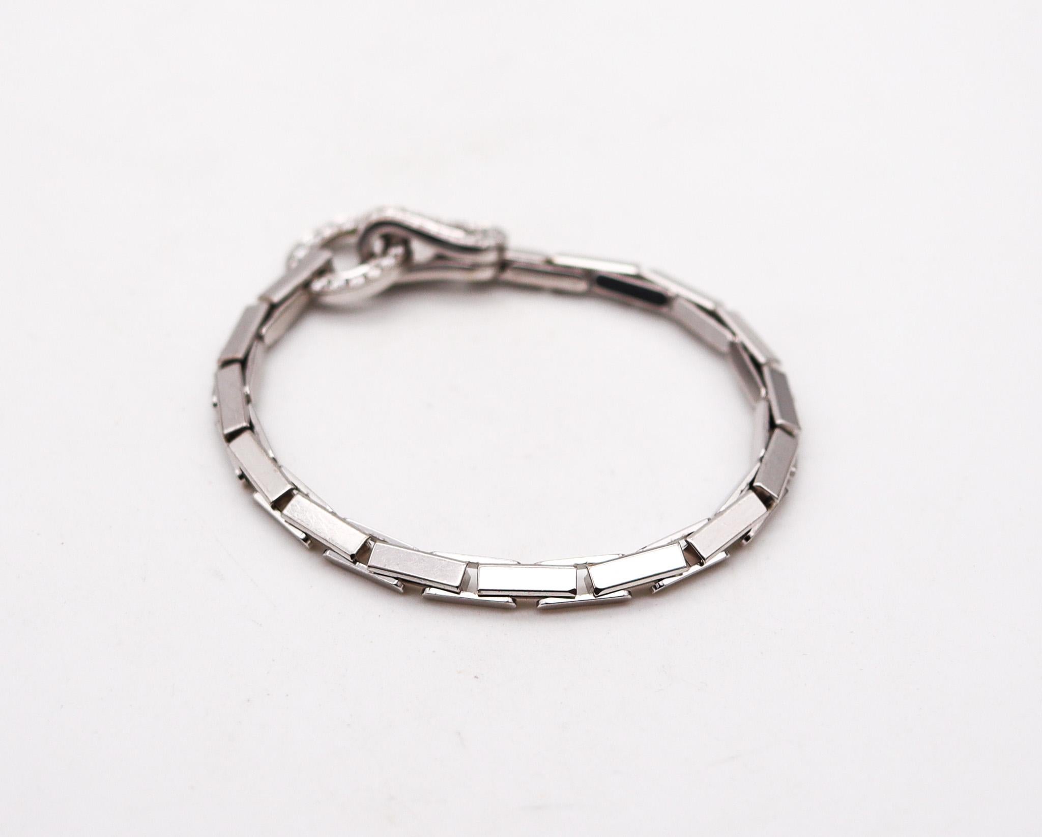 Taglio brillante Bracciale con fibbia Cartier Paris Agrafe in oro bianco 18Kt con diamanti 1,75 Ctw