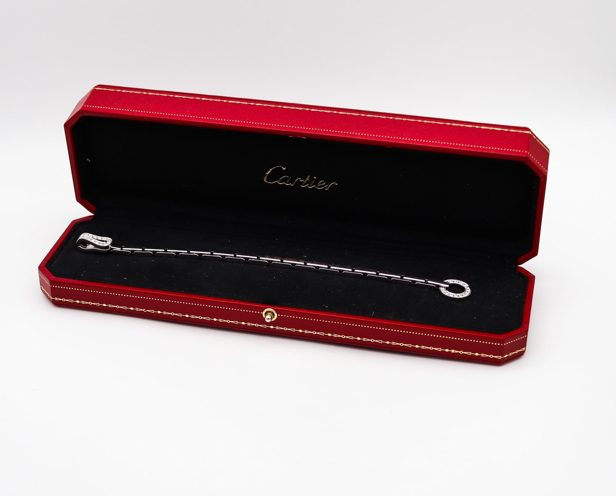 Bracciale con fibbia Cartier Paris Agrafe in oro bianco 18Kt con diamanti 1,75 Ctw 3