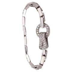 Cartier Paris Agrafe Buckle Bracelet In 18Kt White Gold With 1.75 Ctw Diamonds