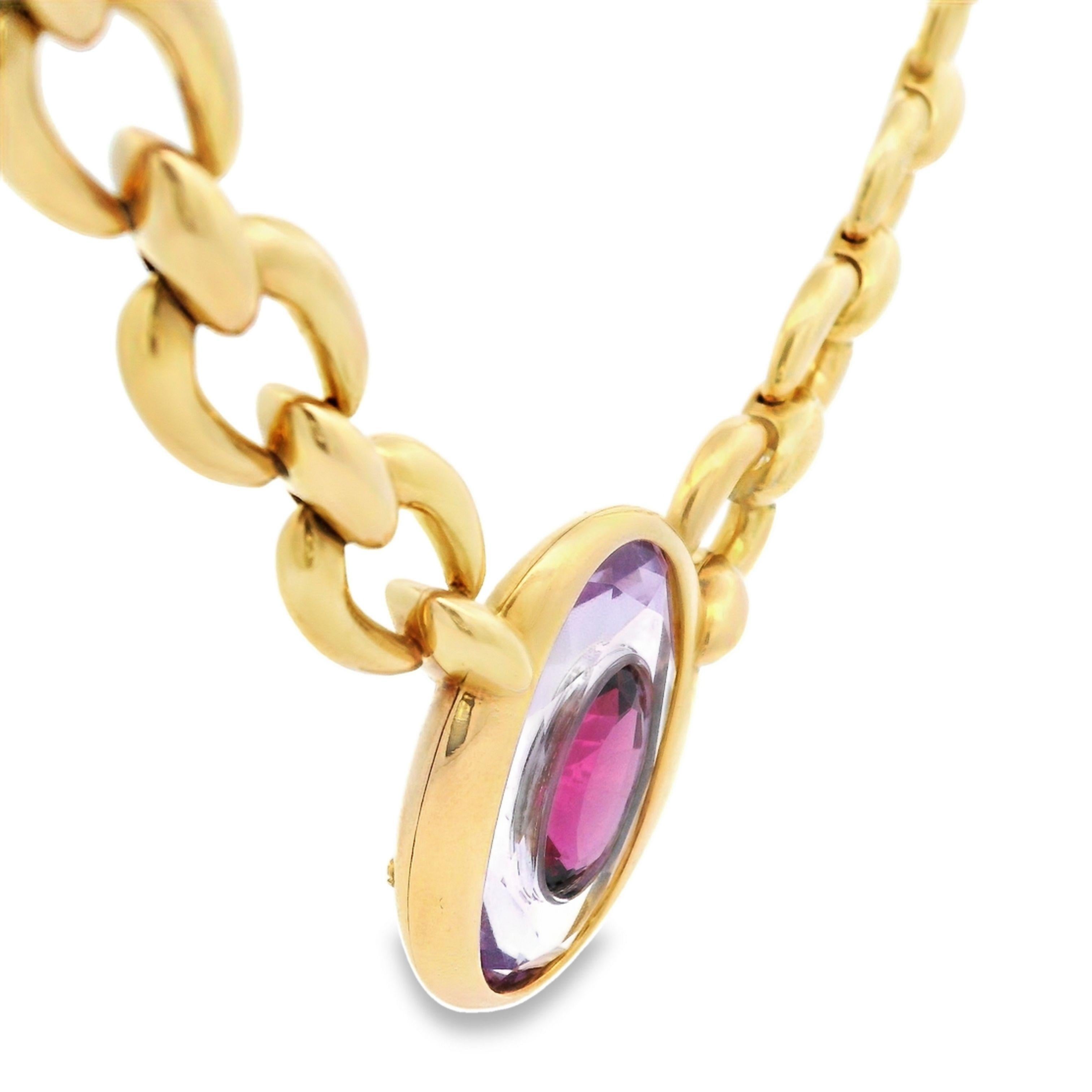 Cartier Paris Amethyst Garnet Invisible Set Pendant Necklace in 18K Yellow Gold 4
