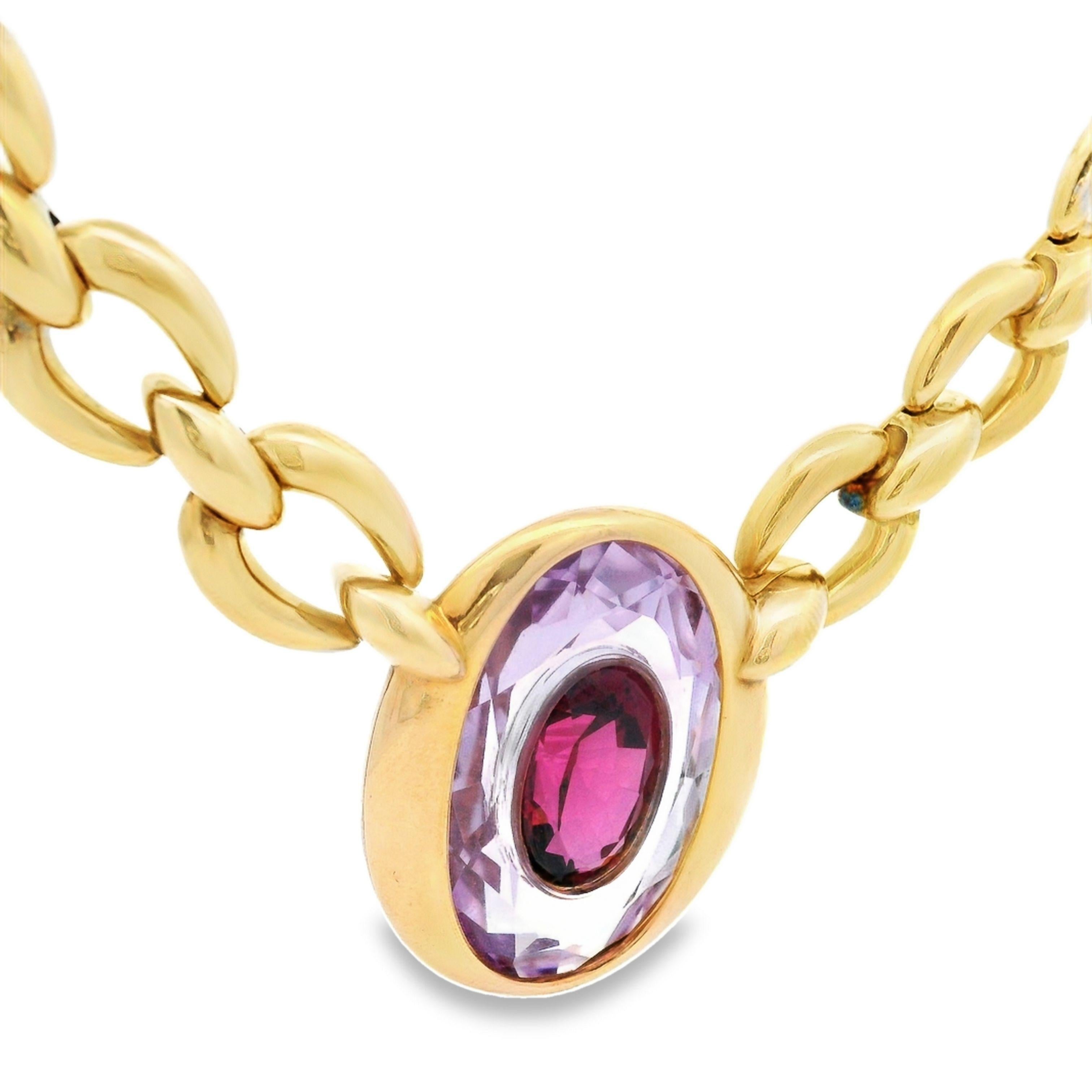 Cartier Paris Amethyst Garnet Invisible Set Pendant Necklace in 18K Yellow Gold 5