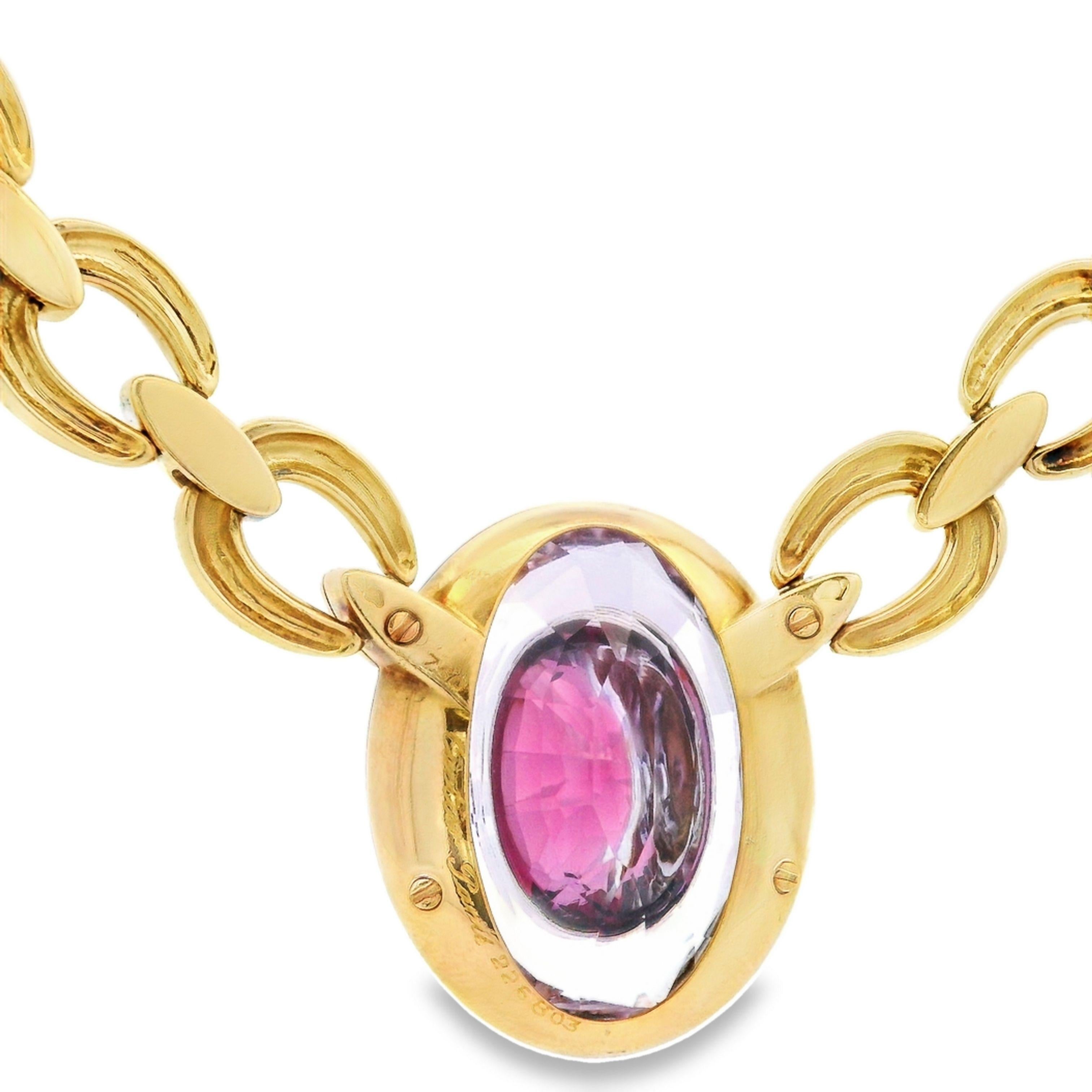 Cartier Paris Amethyst Garnet Invisible Set Pendant Necklace in 18K Yellow Gold 1