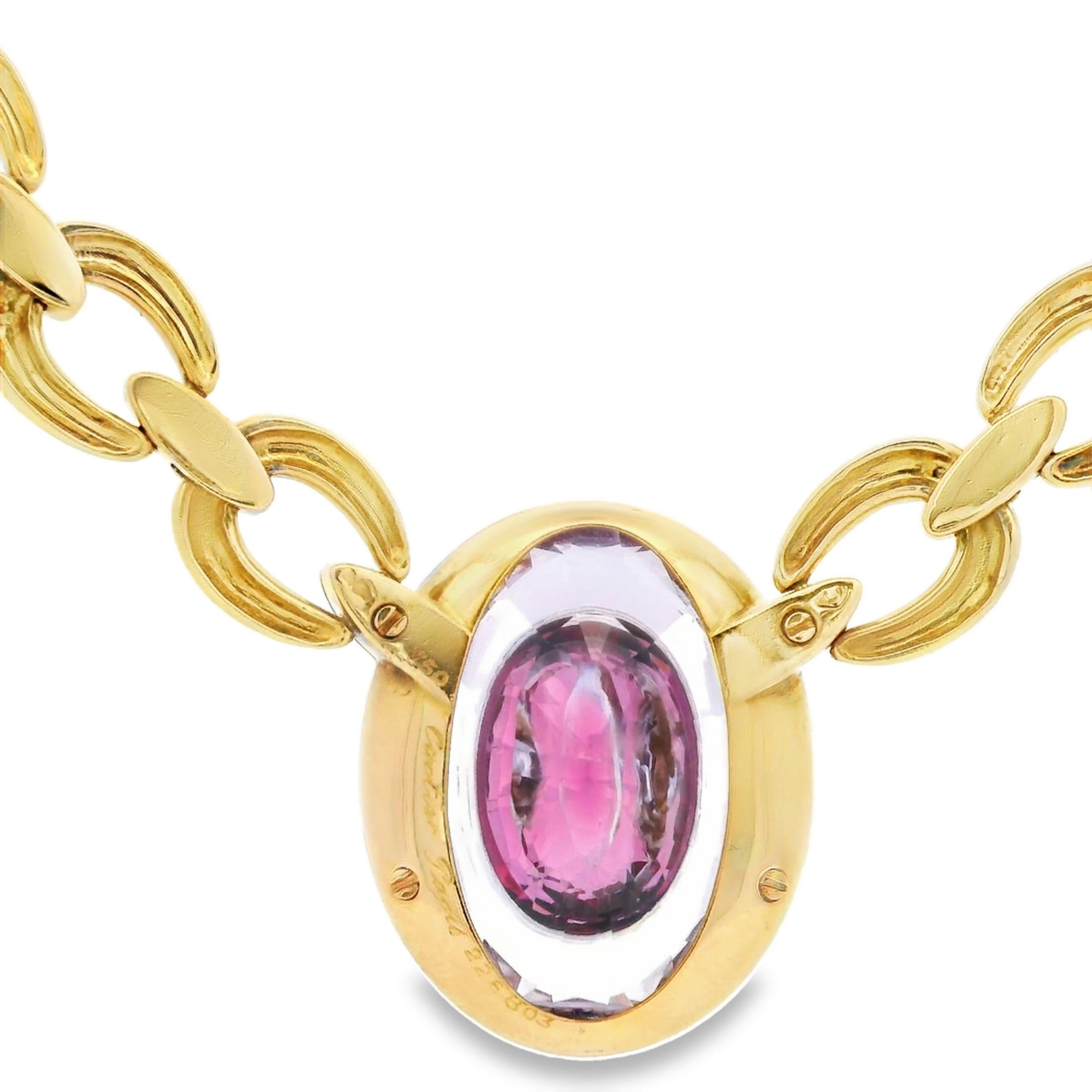 Cartier Paris Amethyst Garnet Invisible Set Pendant Necklace in 18K Yellow Gold 2