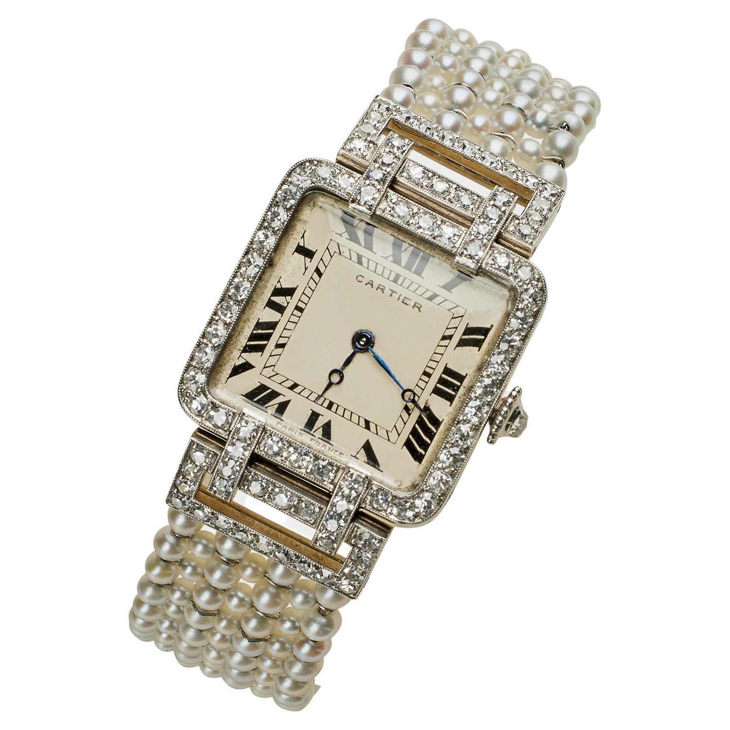Cartier Paris Montre-bracelet tortue en diamants et gros grain En vente sur  1stDibs | diamond paris montre