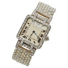 Antique Cartier Paris and Edmond Jaeger Seed Pearl and Diamond Wristwatch