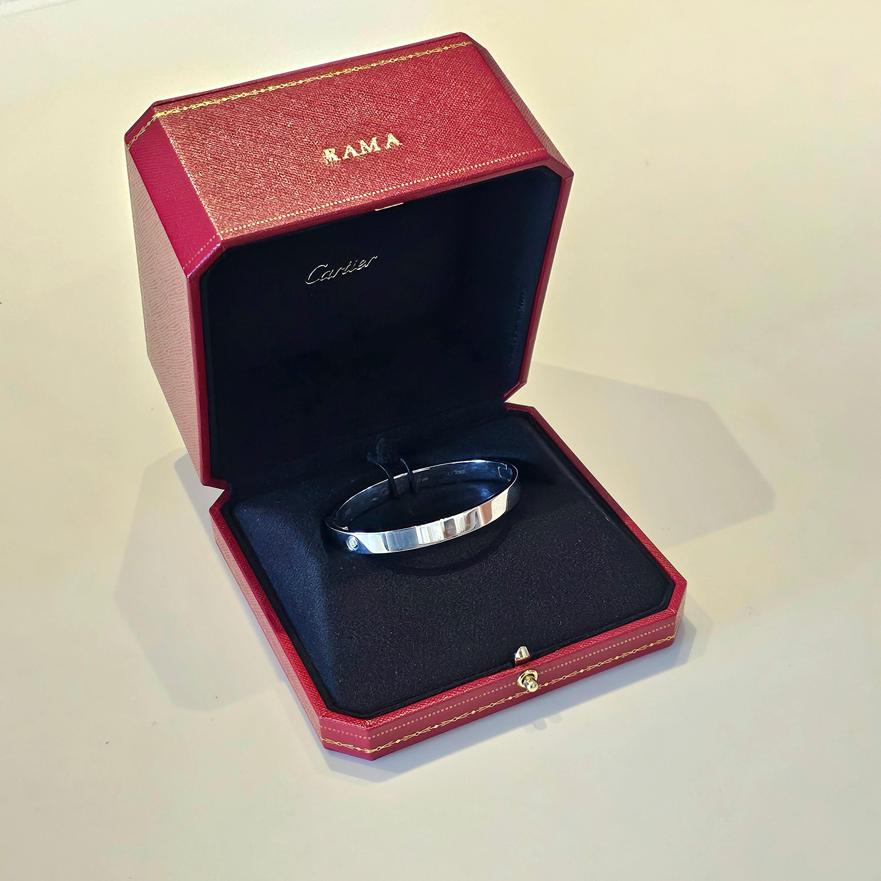 Cartier Paris Anniversary Bangle Bracelet In 18Kt White Gold With VS Diamond In Excellent Condition In Miami, FL
