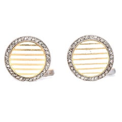 Cartier  Paris Antique  Platinum Diamond Enamel Gold  Cufflinks