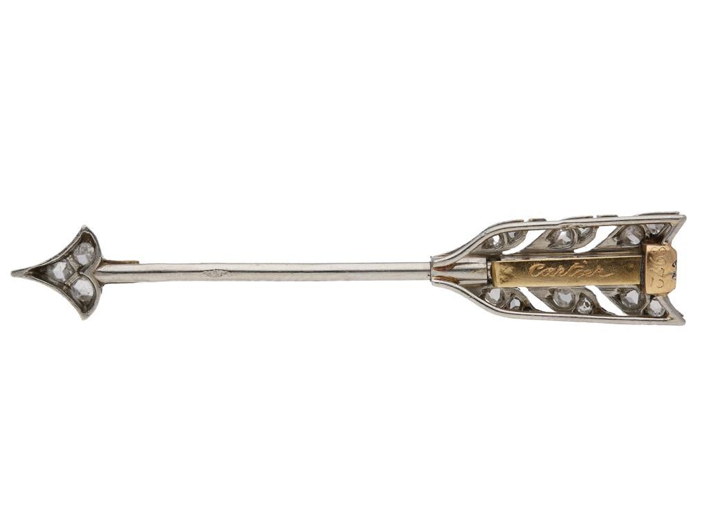 Cartier Paris Antique Rose Diamond Set Gold Platinum Jabot Pin In Good Condition In London, GB