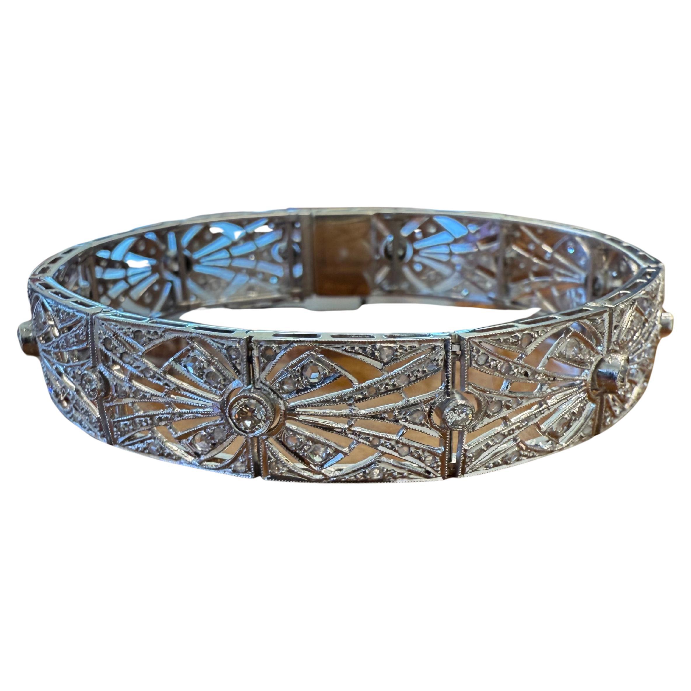 CARTIER PARIS Art Deco 18k White Gold & Diamond Bracelet Circa 1920s Rare