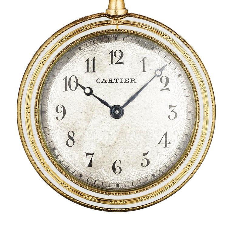 Cartier Paris Art Deco Diamond Natural Pearl Enamel Gold Watch Pendant ...