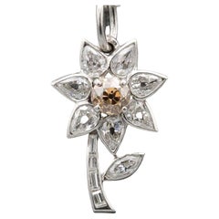 Cartier Paris Art Deco Diamond Platinum Flower Charm