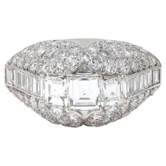 Cartier Paris Art Deco Diamond Platinum Vintage 1930's French Bombé Ring