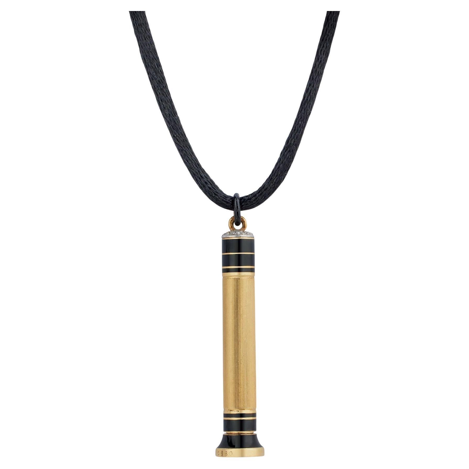 Cartier Paris Collier pendentif crayon Art déco en émail et diamants