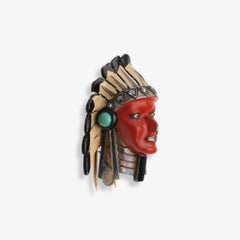 Cartier Paris Art Deco Native American Chief Bust Brooch