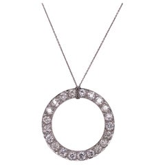 Cartier Paris Art Deco Old European Diamond Platinum Circle Pendant