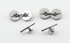 Cartier Paris Art Deco Sapphire Platinum Cufflinks Stud Dress Set