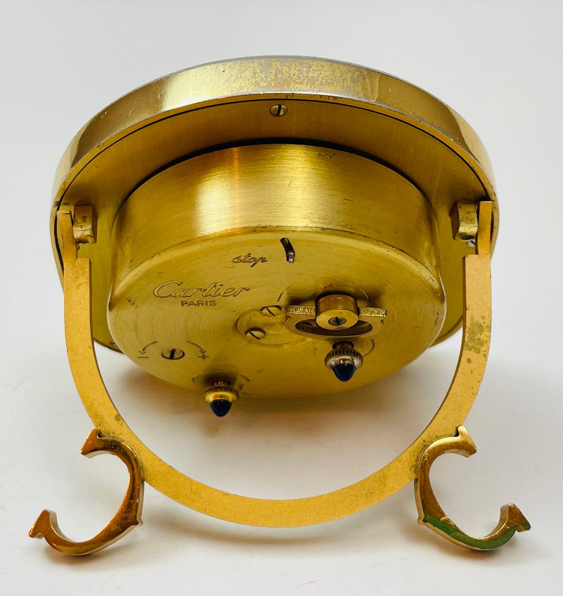 Cartier Paris Art Deco Orologio da tavolo da viaggio placcato oro 24 carati in vendita 2