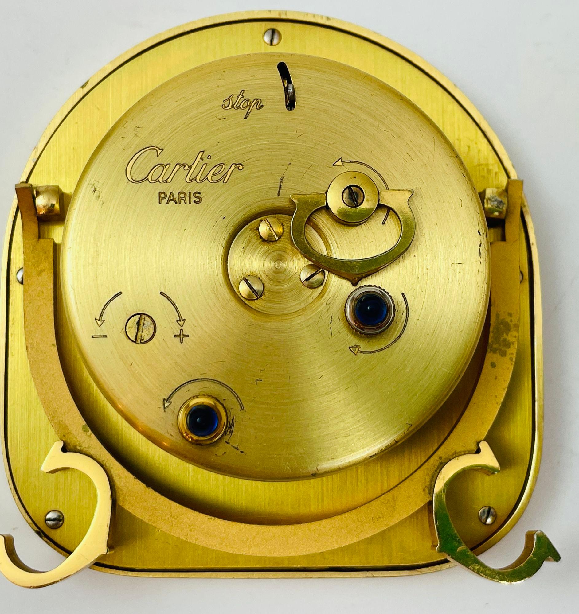 Cartier Paris Art Deco Orologio da tavolo da viaggio placcato oro 24 carati in vendita 3