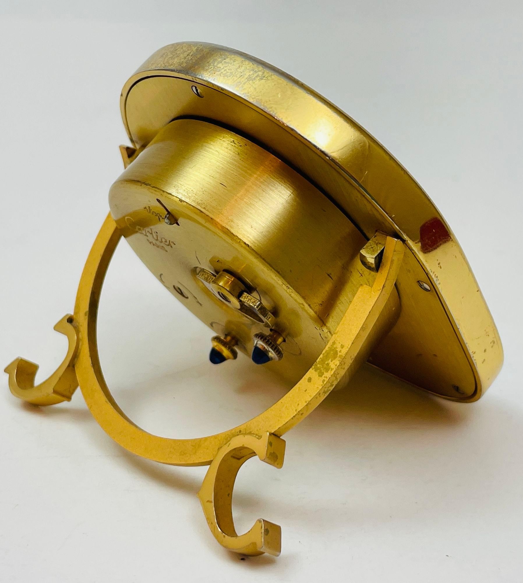 Cartier Paris Art Deco Orologio da tavolo da viaggio placcato oro 24 carati in vendita 6